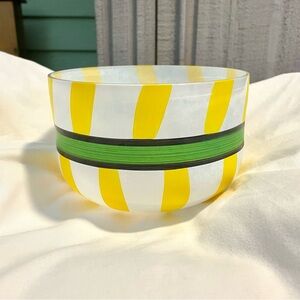 *EUC* Kosta Boda Glass - Yellow~Green Ribbon Bowl/Vase - Signed Ulrica Vallien